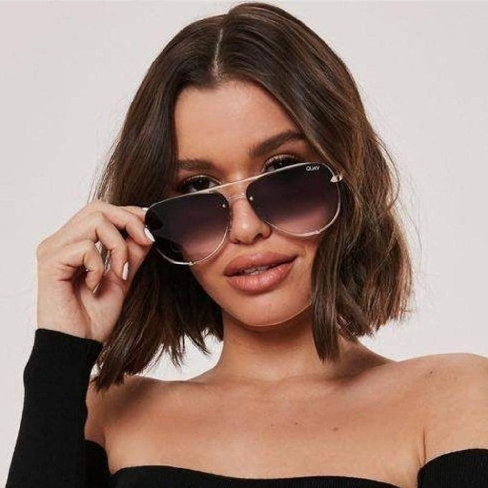 Quay Australia Black Key Oversized Sunglasses Bold Frame